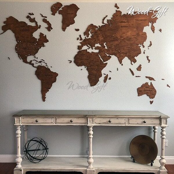 Карта мира из фанеры с тонированием